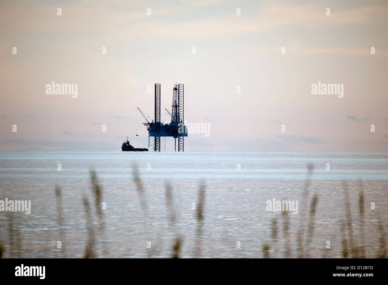 Bohrinsel im Golf von Mexiko; Gulf Shores Alabama Vereinigte Staaten von Amerika Stockfoto