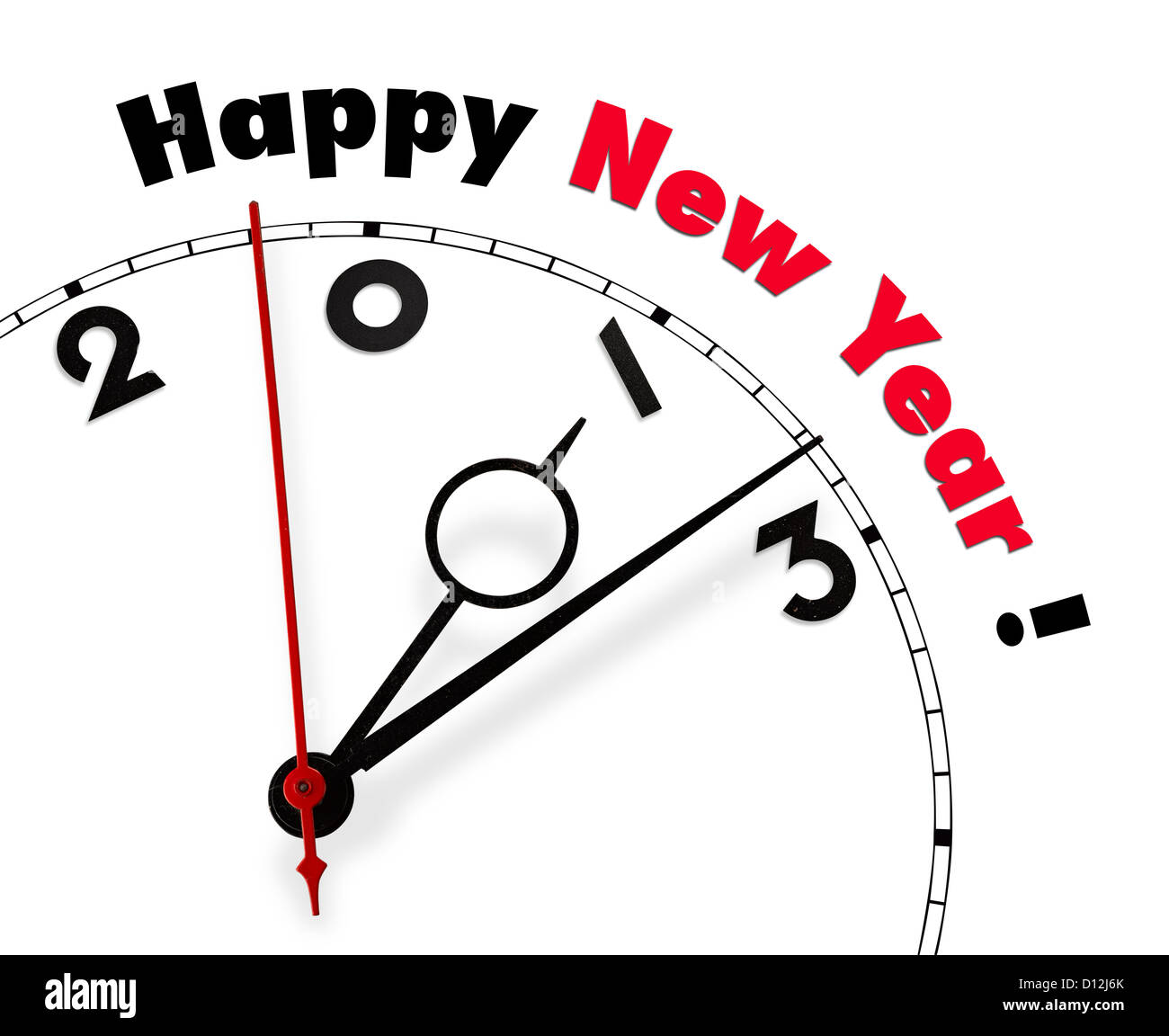 Weiße Uhr mit Worten Neujahr 2013 Stockfoto