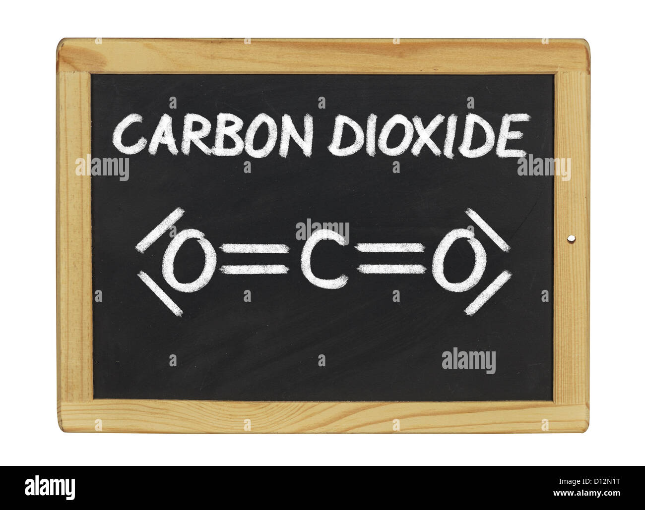 chemische Formel von Kohlendioxid auf einer Tafel Stockfoto