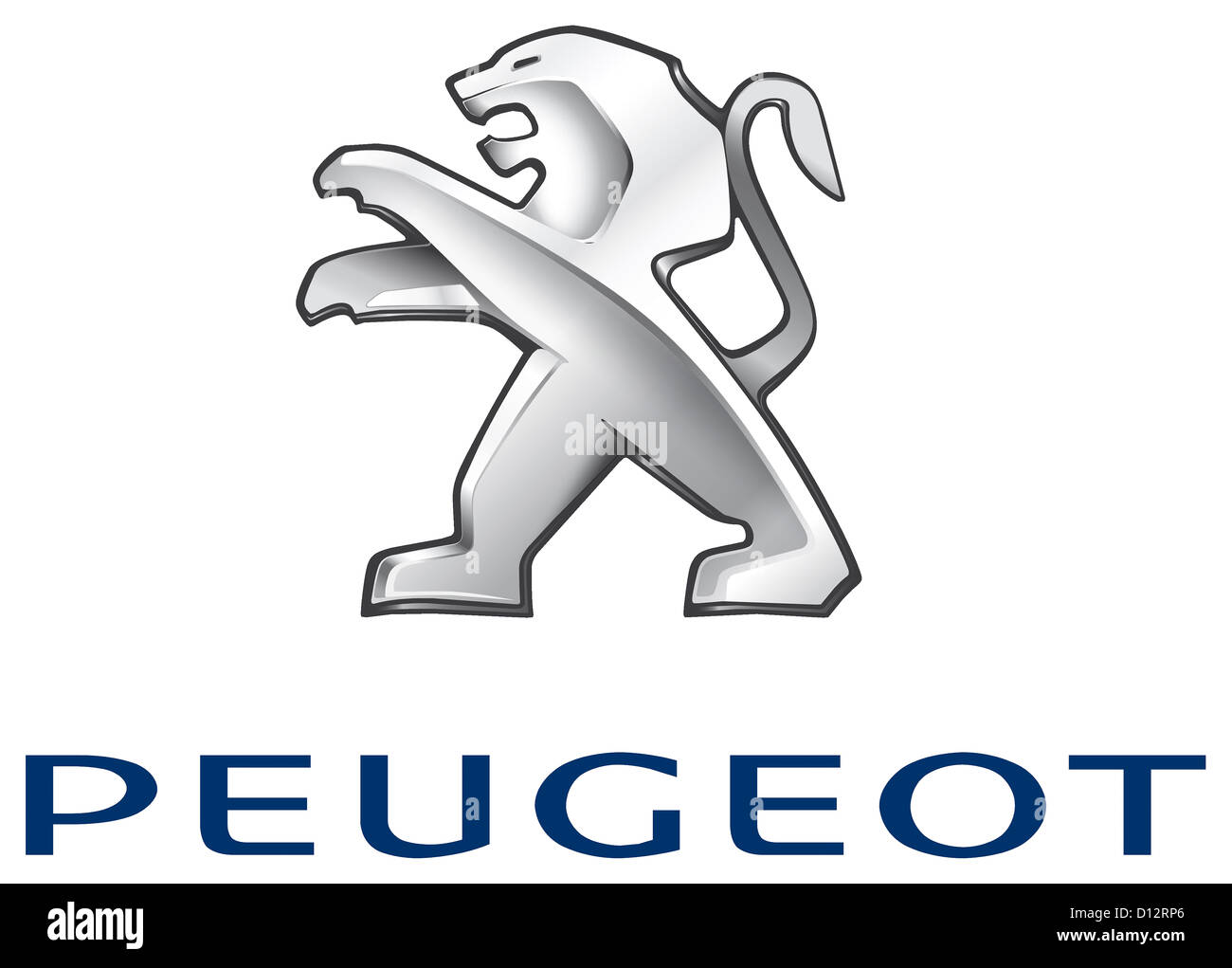 Firmen-Logo des Automobilherstellers Peugeot mit Sitz in Paris. Stockfoto