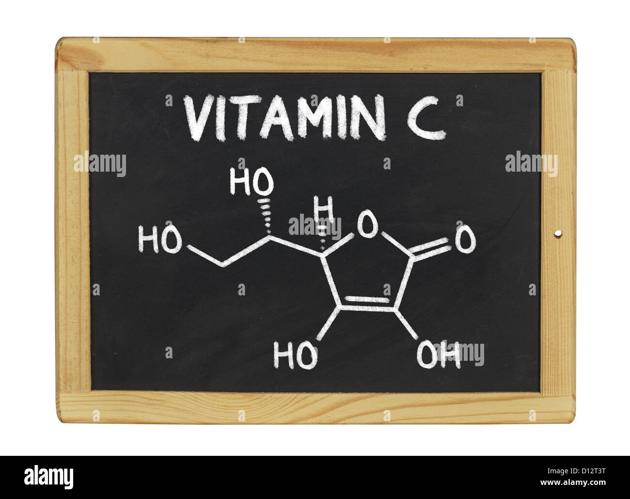 chemische Formel von Vitamin C auf einer Tafel Stockfoto