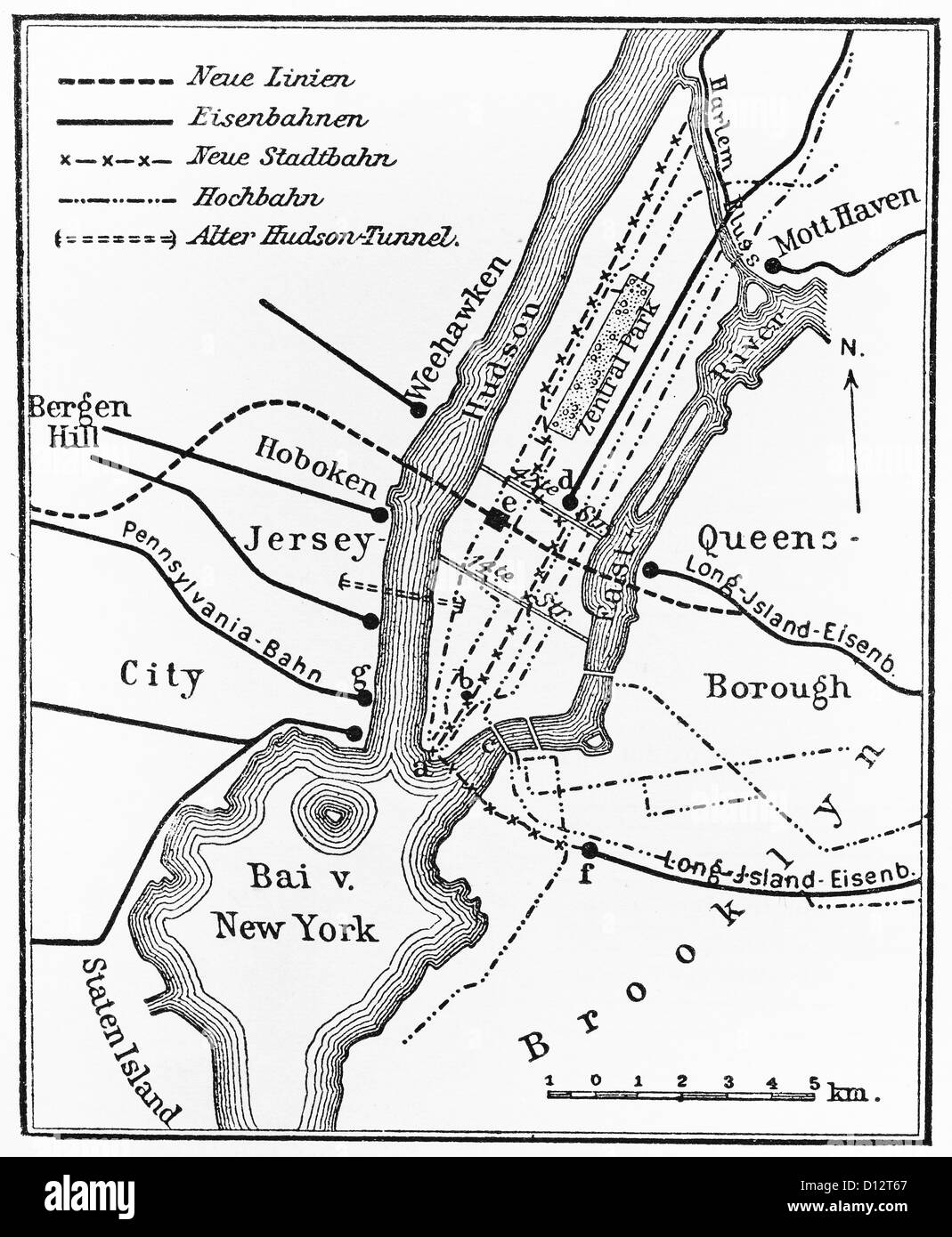 Vintage Karte des u-Bahn-Netz von New York am Ende des 19. Jahrhunderts Stockfoto