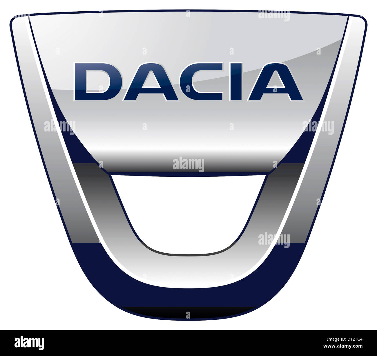 Logo der rumänischen durch Kfz-Marke Dacia des Herstellers UAP in Pitesti. Stockfoto