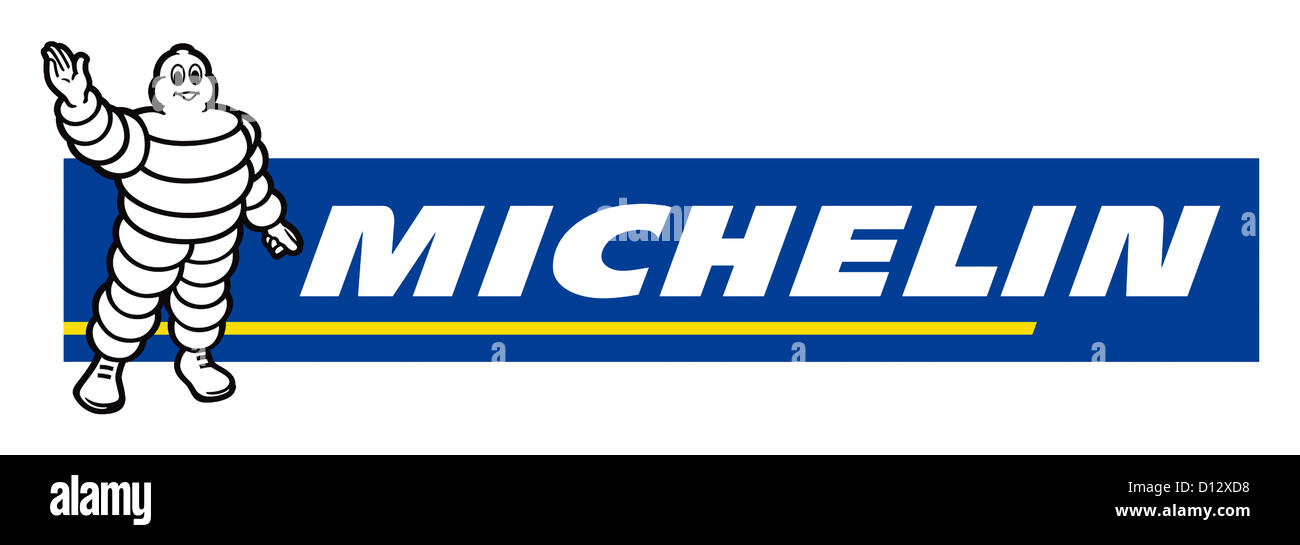 Firmen-Logo des französischen Reifenherstellers Michelin mit Sitz in Clermont-Ferrand. Stockfoto