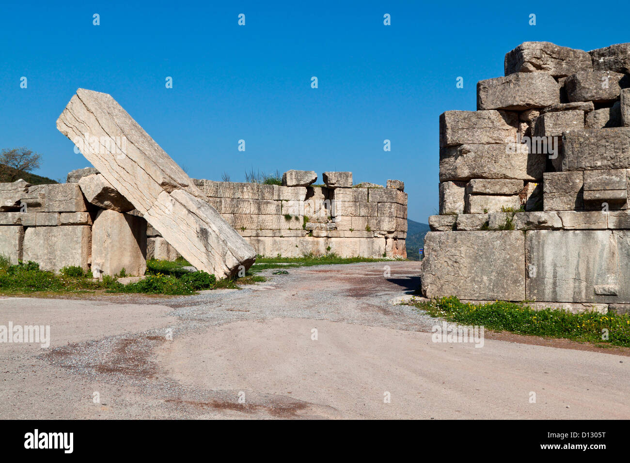 Die Arkadischen Tor Megalith-Monument in Messene, Griechenland Stockfoto
