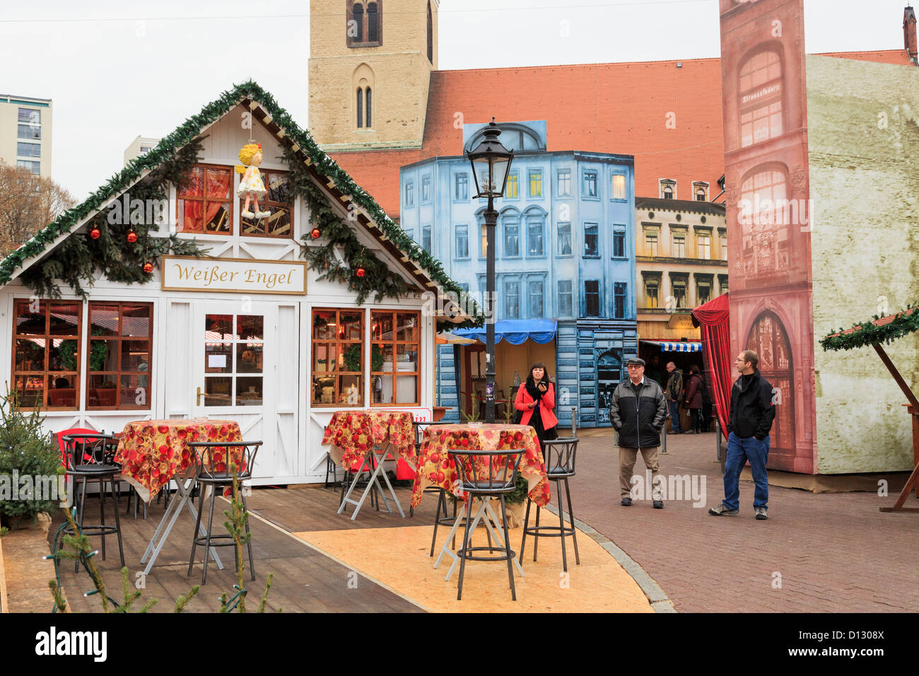 Traditioneller Weihnachtsmarkt Stände am Alexanderplatz, Berlin City, Deutschland Stockfoto