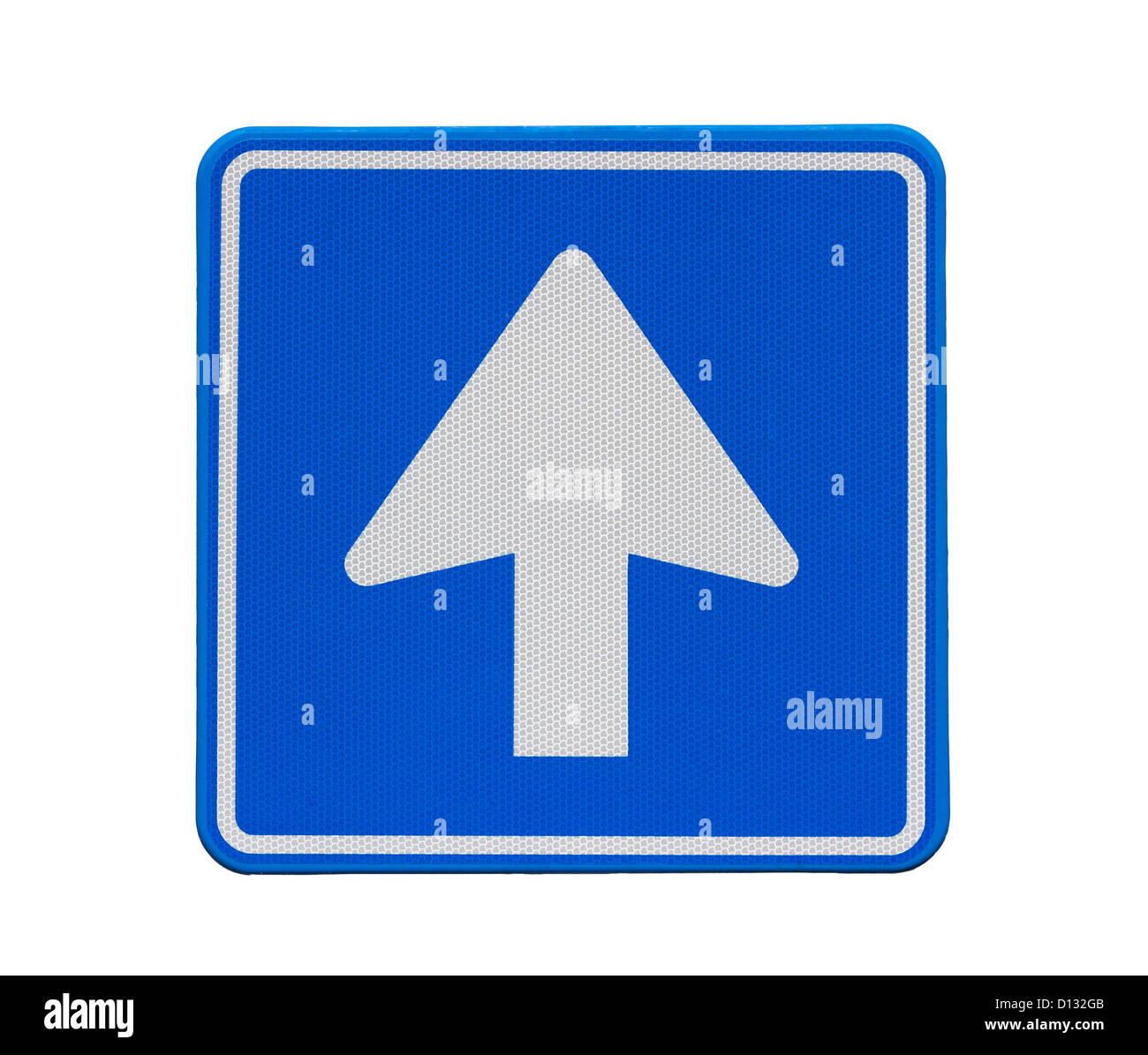 Blaues Quadrat Straßenschild: Einbahnverkehr Stockfoto