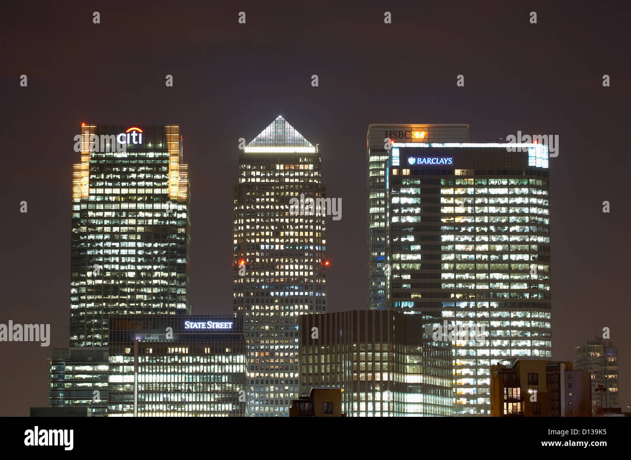 London, Vereinigtes Königreich, Hochhaustuerme die Docklands, Canary Wharf Stockfoto