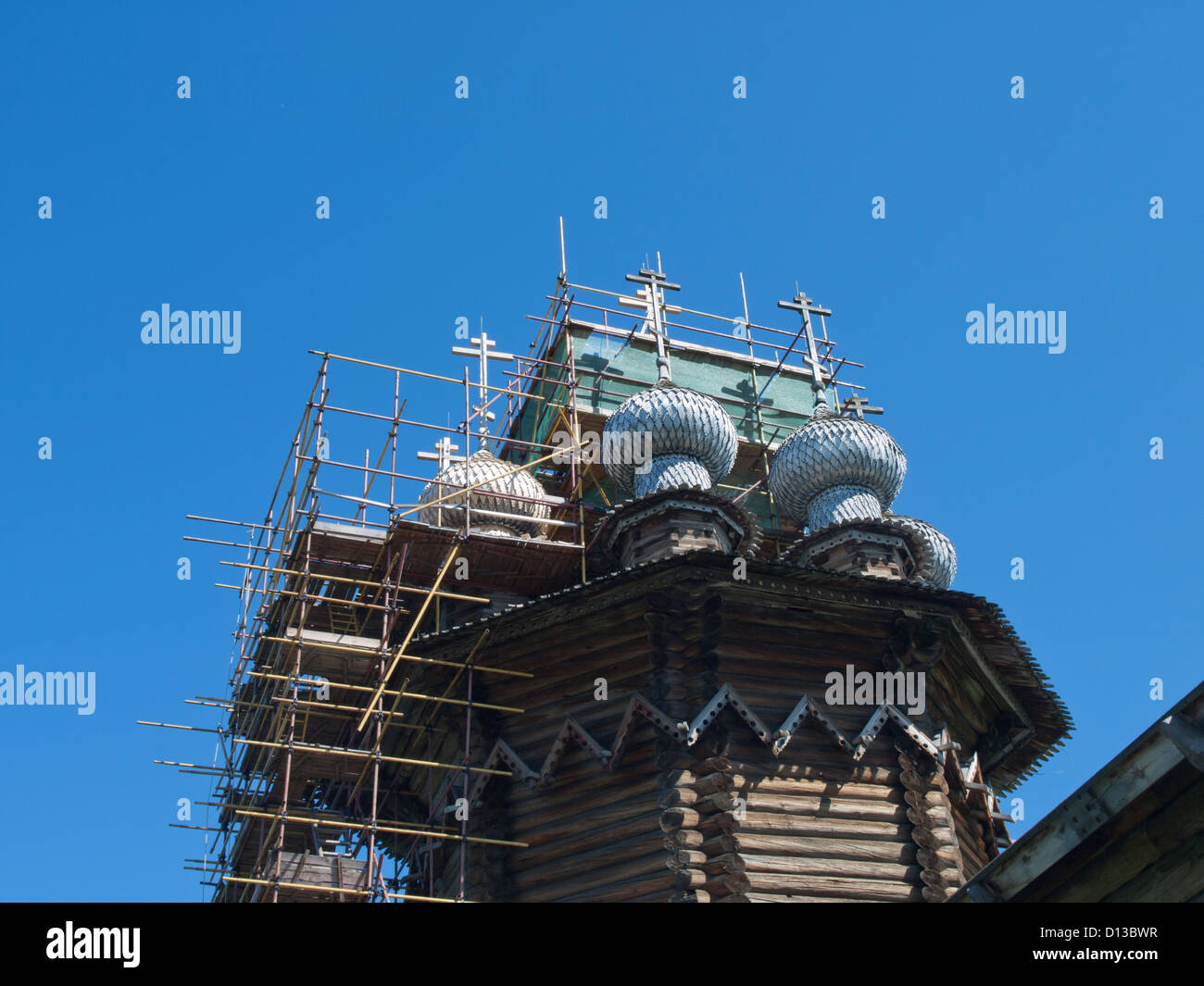 Kizhi Freilichtmuseum auf der Insel im Onega-See in Russland die Pogost ist in die UNESCO-Liste des Weltkulturerbes aufgenommen. Stockfoto