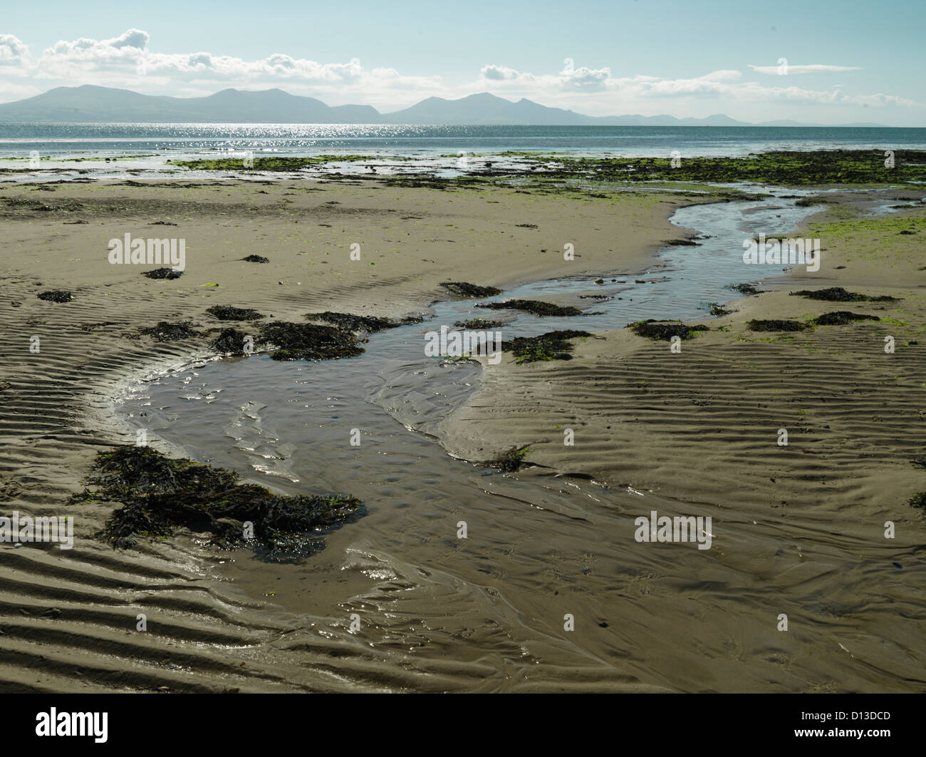 Flut, am Strand von Isle of Anglesey Stockfoto
