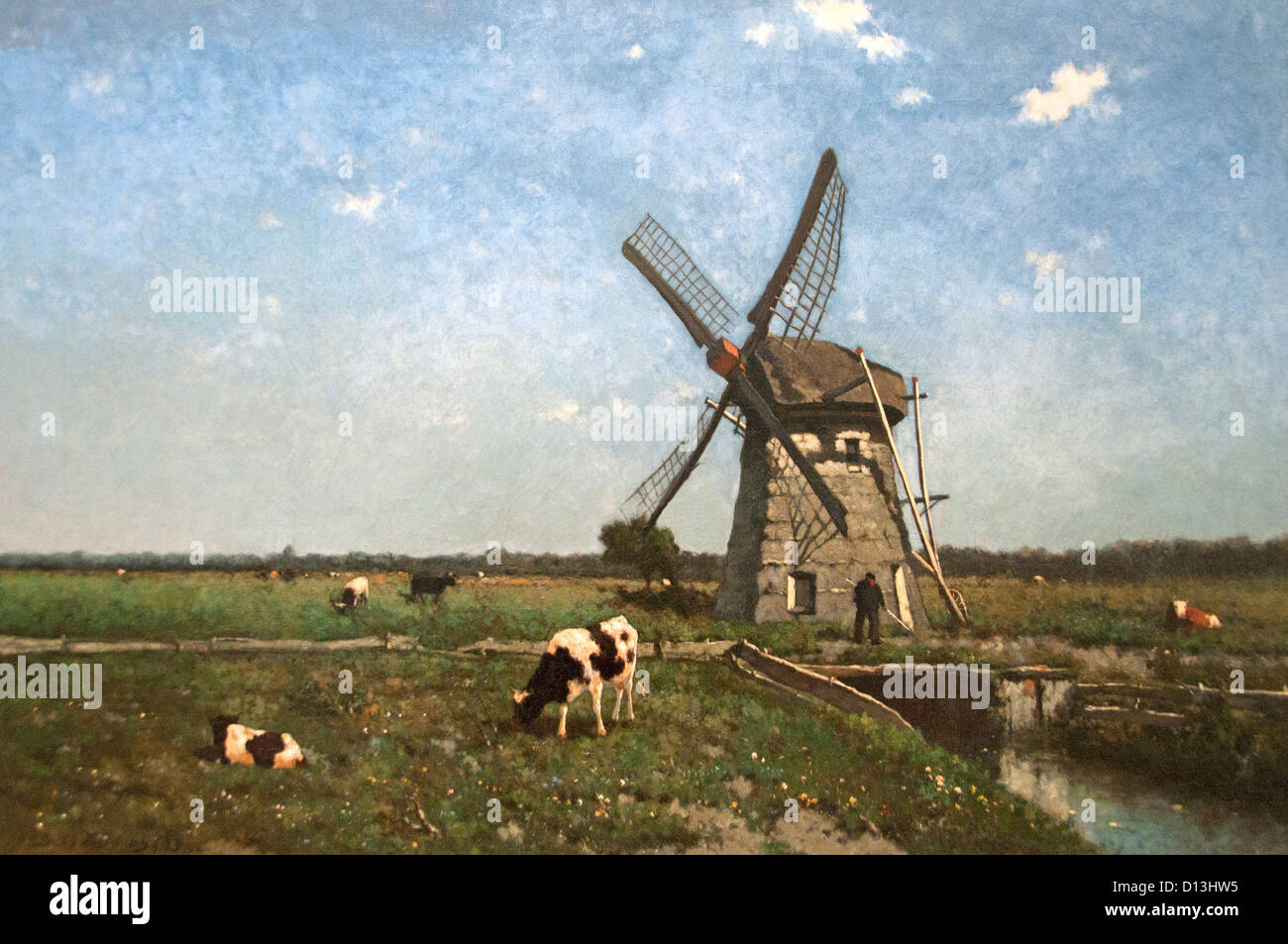 Landschaft mit Windmühle in der Nähe von Schiedam 1873 Johannes Hendrik Weissenbruch Niederlande Niederlande Stockfoto