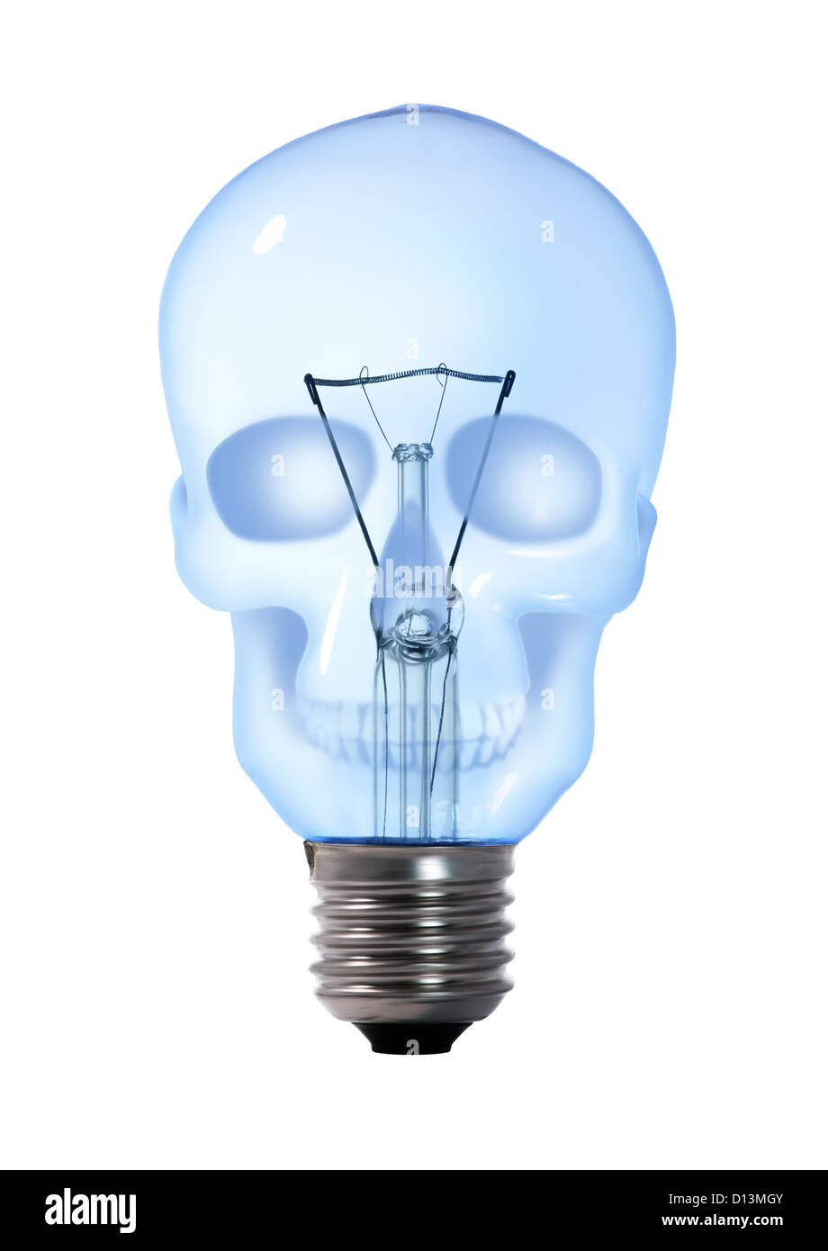Schädel-Wolfram-Glühbirne Lampe auf weißem Hintergrund Stockfotografie -  Alamy