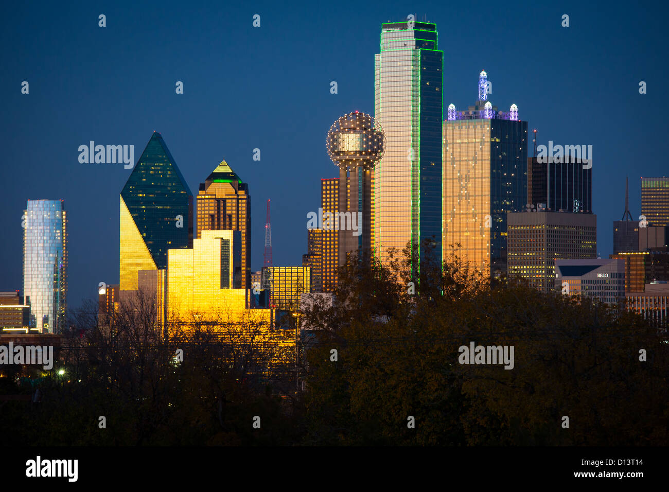 Dallas downtown Skyline bei Sonnenuntergang Stockfoto