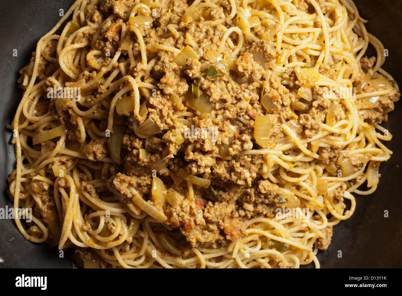 Keema Khosa, pakistanische Spaghetti mit Fleischsauce Stockfoto