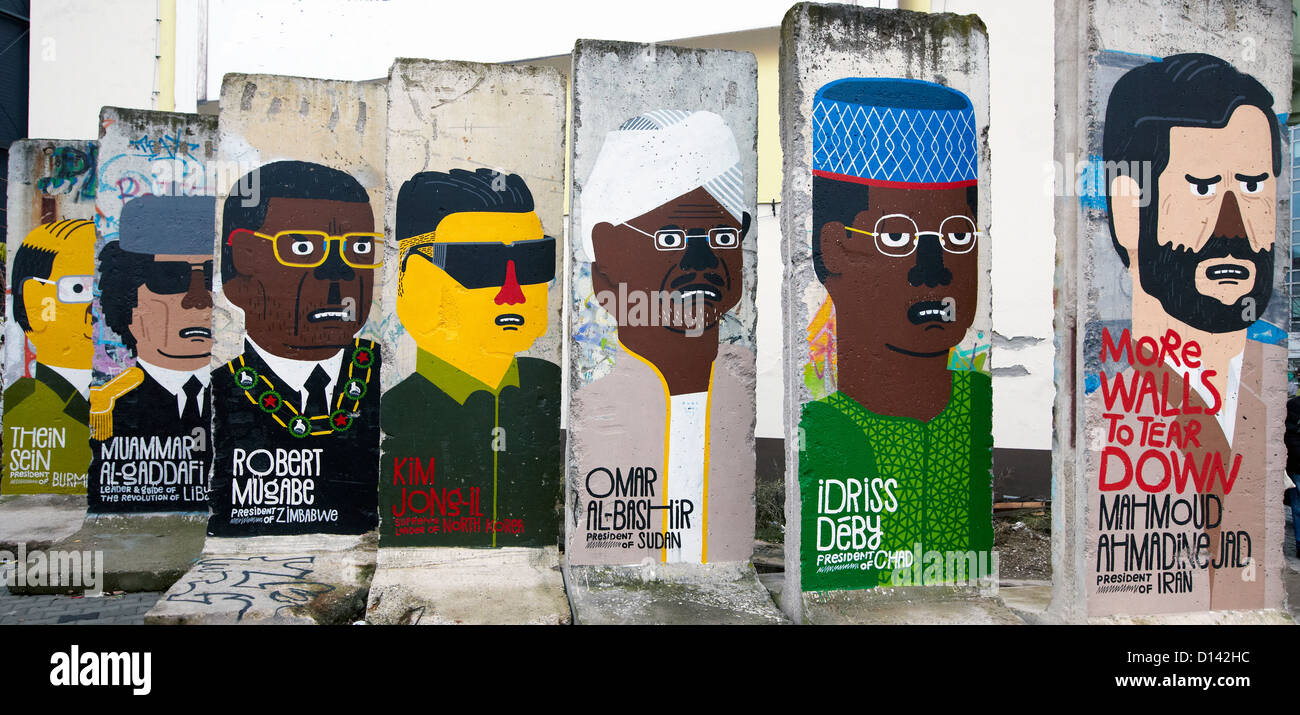 Welt-Diktatoren-Graffiti auf der Berliner Mauer Berlin Deutschland Stockfoto