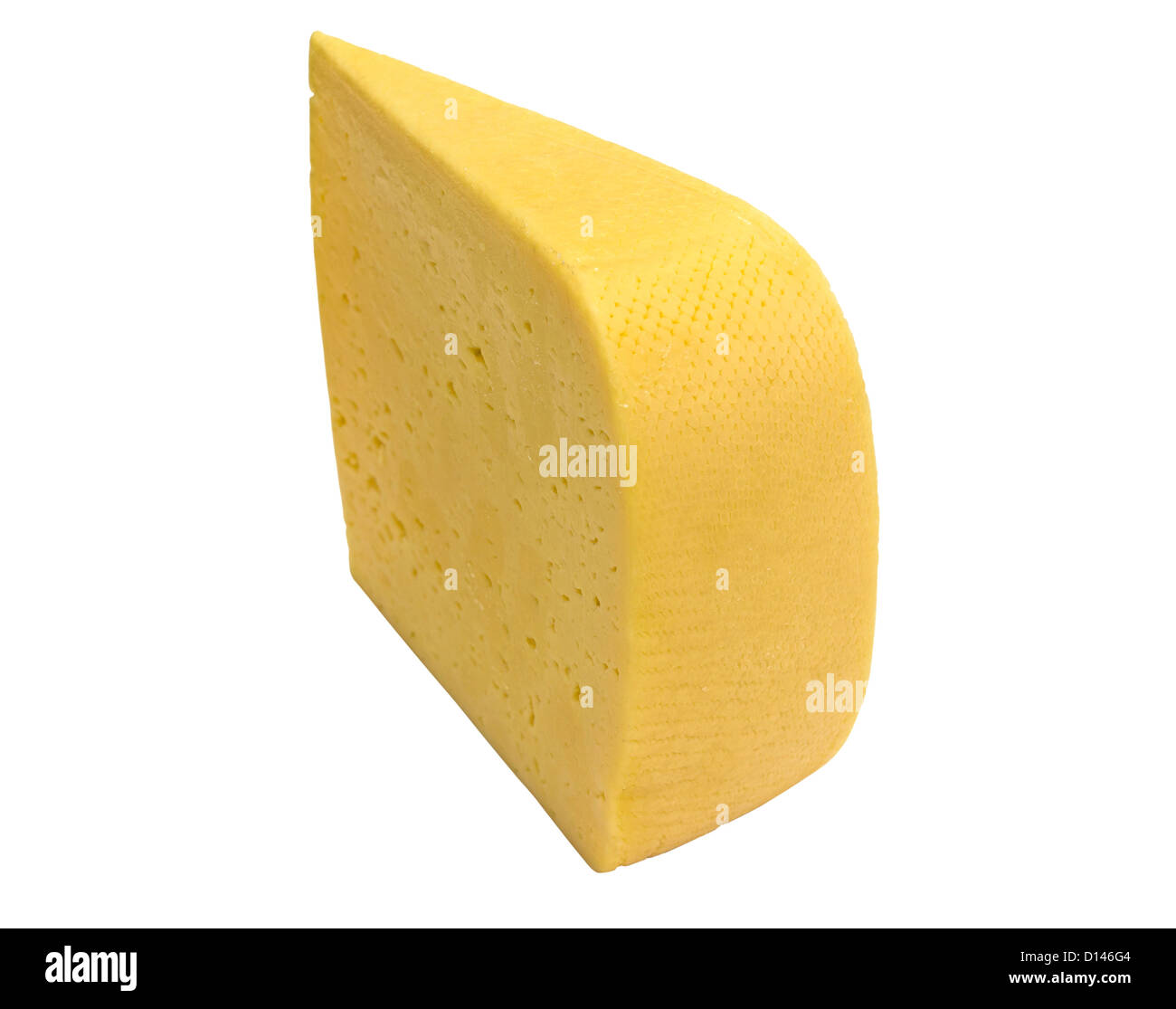 Stück Käse auf einem weißen Hintergrund isoliert Stockfoto