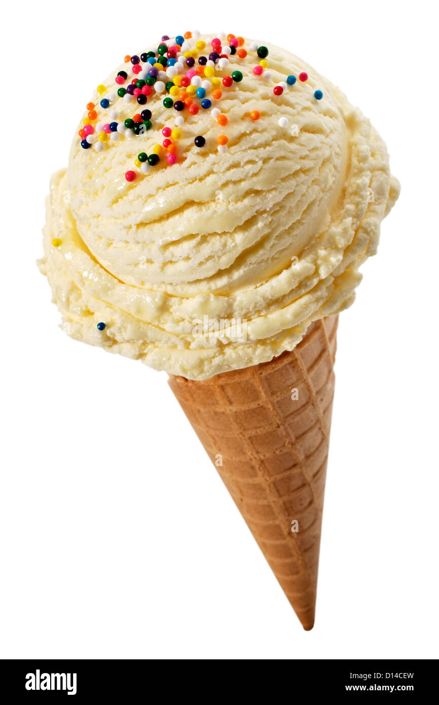 Vanille Eis mit Streusel Stockfoto