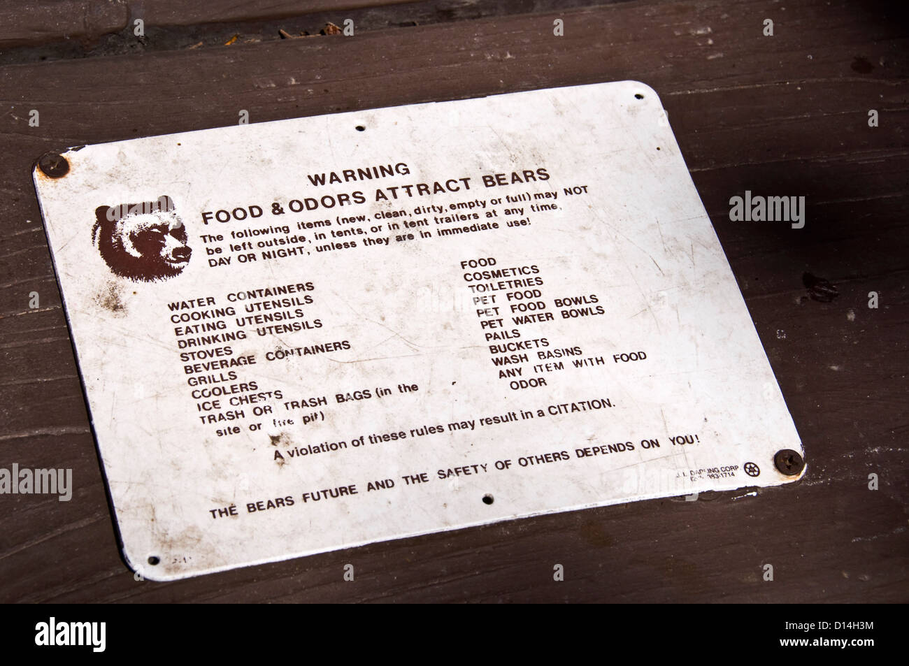 Informationen und Regeln zu unterzeichnen, über Bären - Grand Teton Nationalpark, Wyoming, USA Stockfoto
