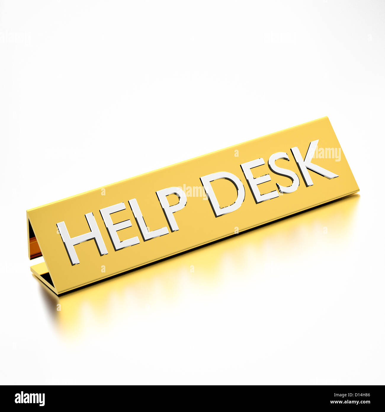 Elegant und stilvoll Hilfe Schreibtisch Typenschild für erstklassigen service Stockfoto