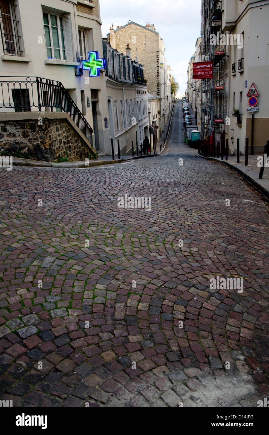 Straße in Paris Montmartre Stockfoto