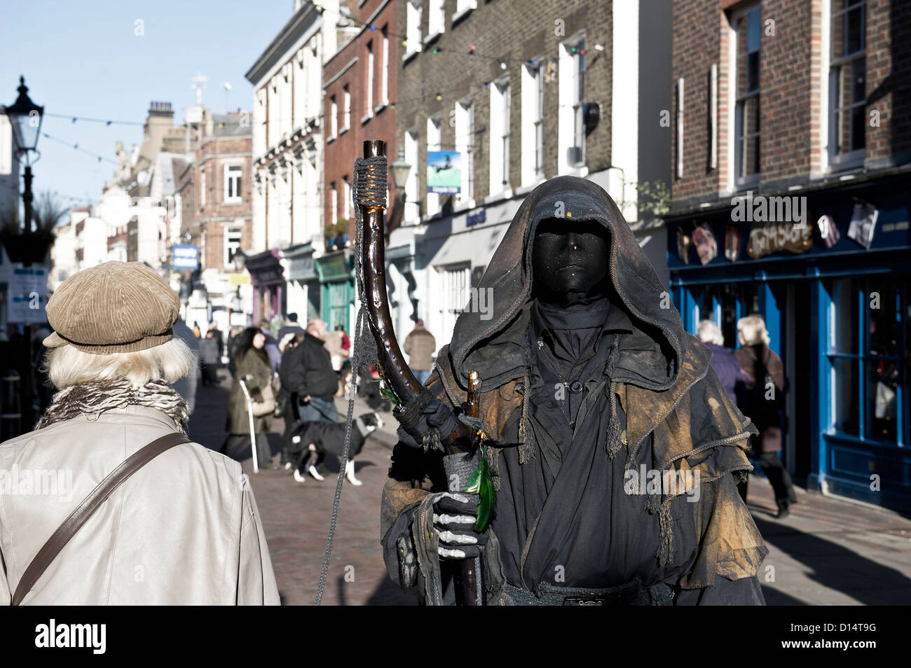 Der Geist von Weihnachten Vergangenheit Charakter bei der Dickens Weihnachten Festival in Rochester in Kent Stockfoto