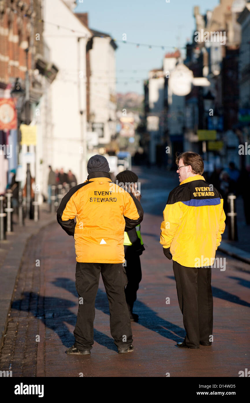 Stewards Vorbereitung für ein Ereignis. Stockfoto