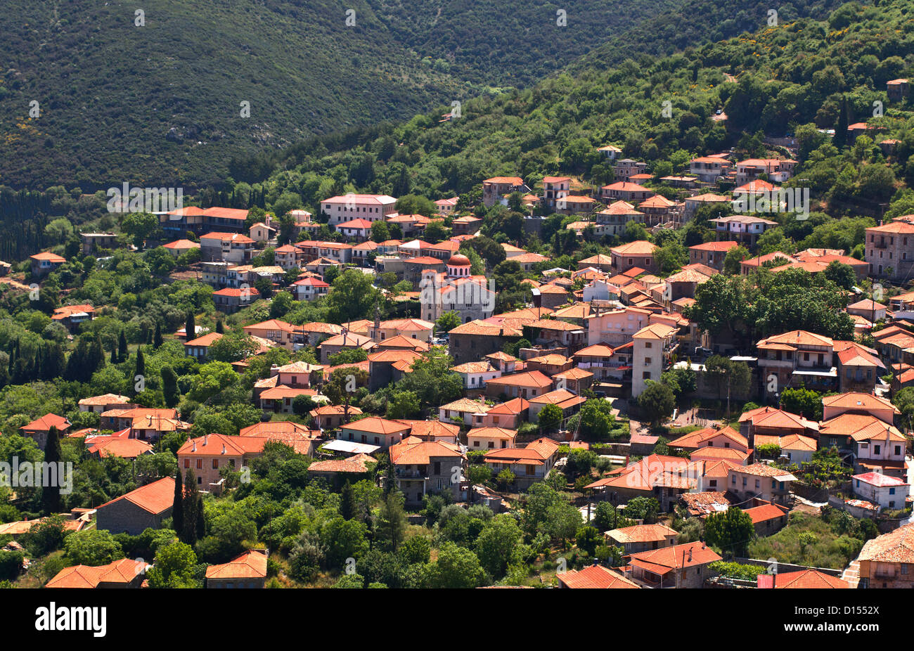 Andritsena griechischen traditionellen Dorf in Arkadien, Griechenland Stockfoto