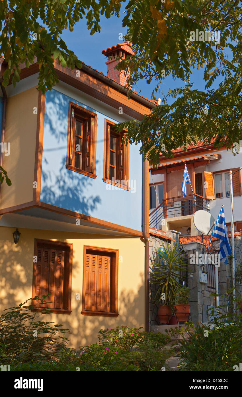 Traditionelles Haus befindet sich in der Stadt Thessaloniki in Griechenland. Teil der alten Stadt. Stockfoto