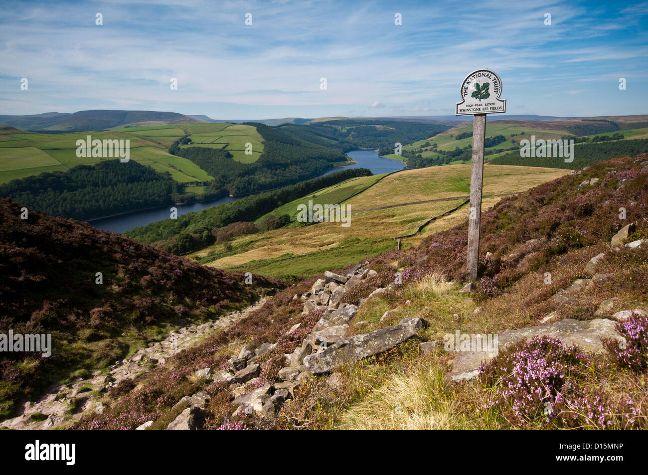 Ladybower Vorratsbehälter von Whinstone Lee Tor im Peak District National Park gesehen Stockfoto