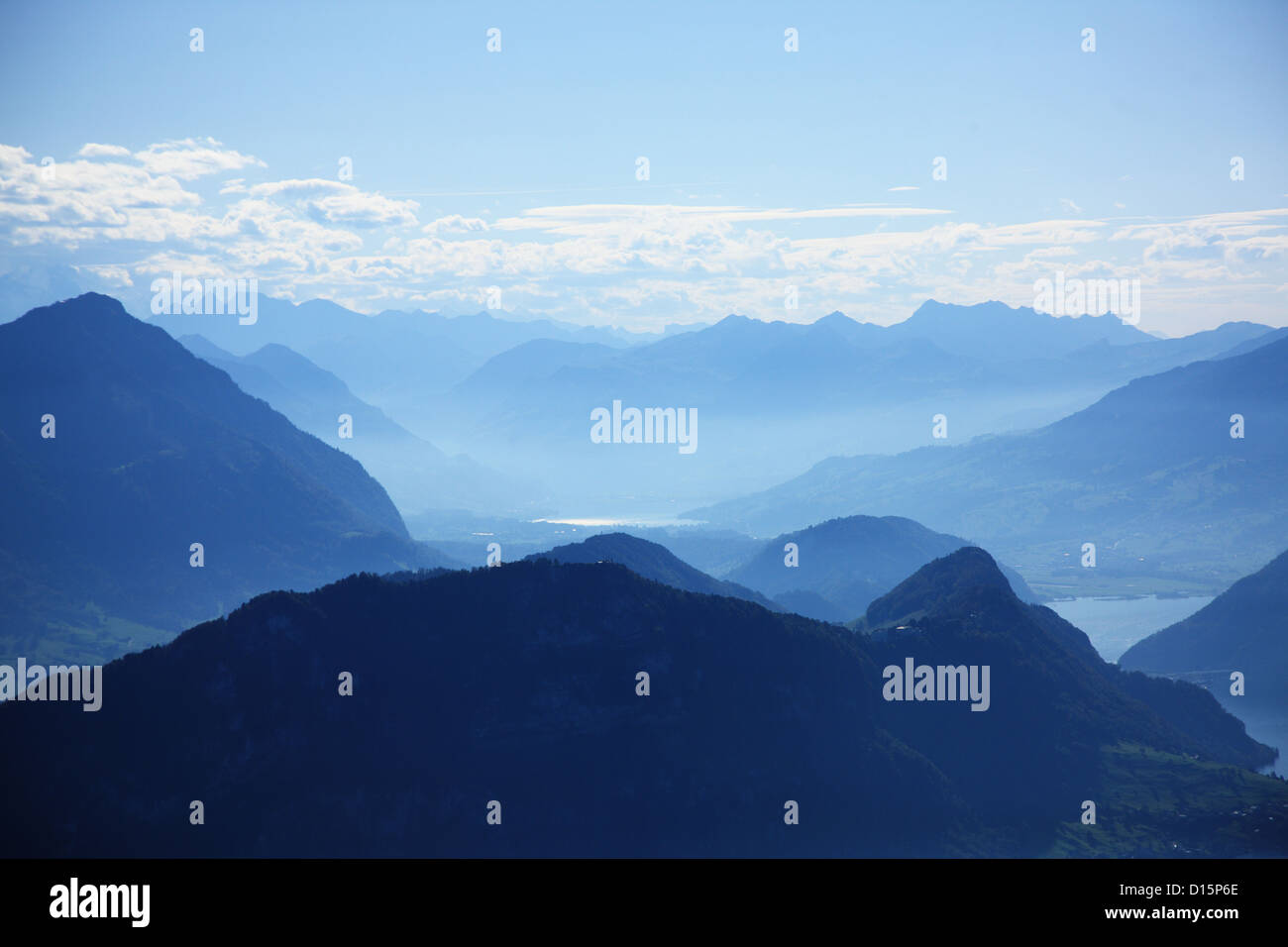 Schweiz, Kanton Luzern, Blick auf die Zentralalpen vom Rigi Stockfoto