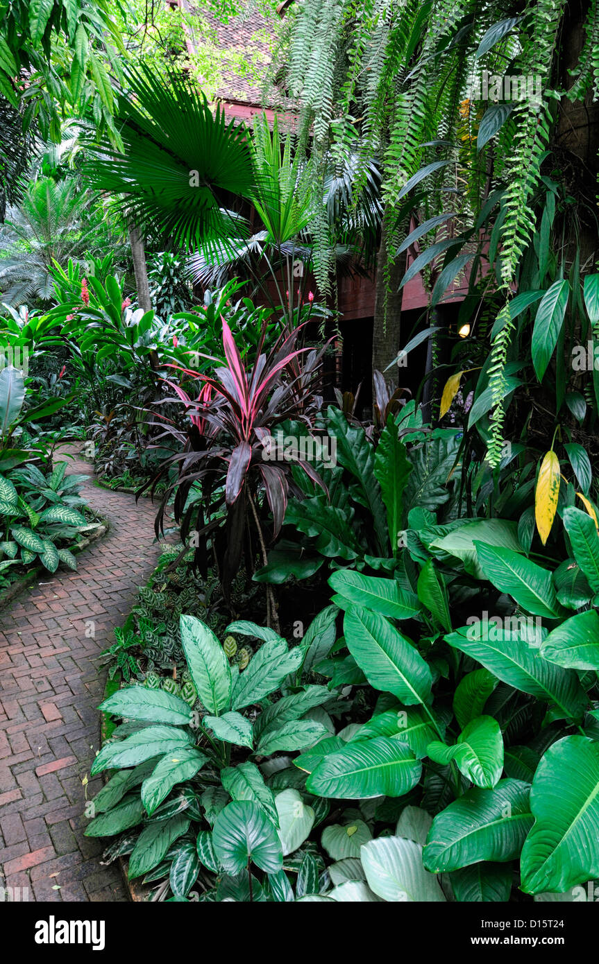 Jim Thompson Haus Garten Museum Bangkok Thailand tropische Gärten entwerfen Funktion Stockfoto