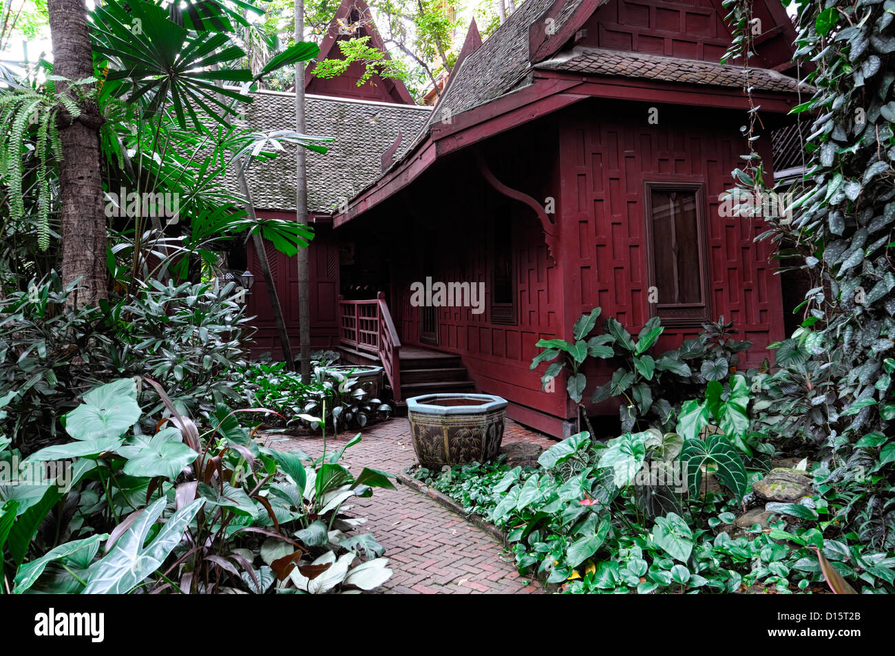Jim Thompson Haus Garten Museum Bangkok Thailand tropische Gärten entwerfen Funktion Stockfoto