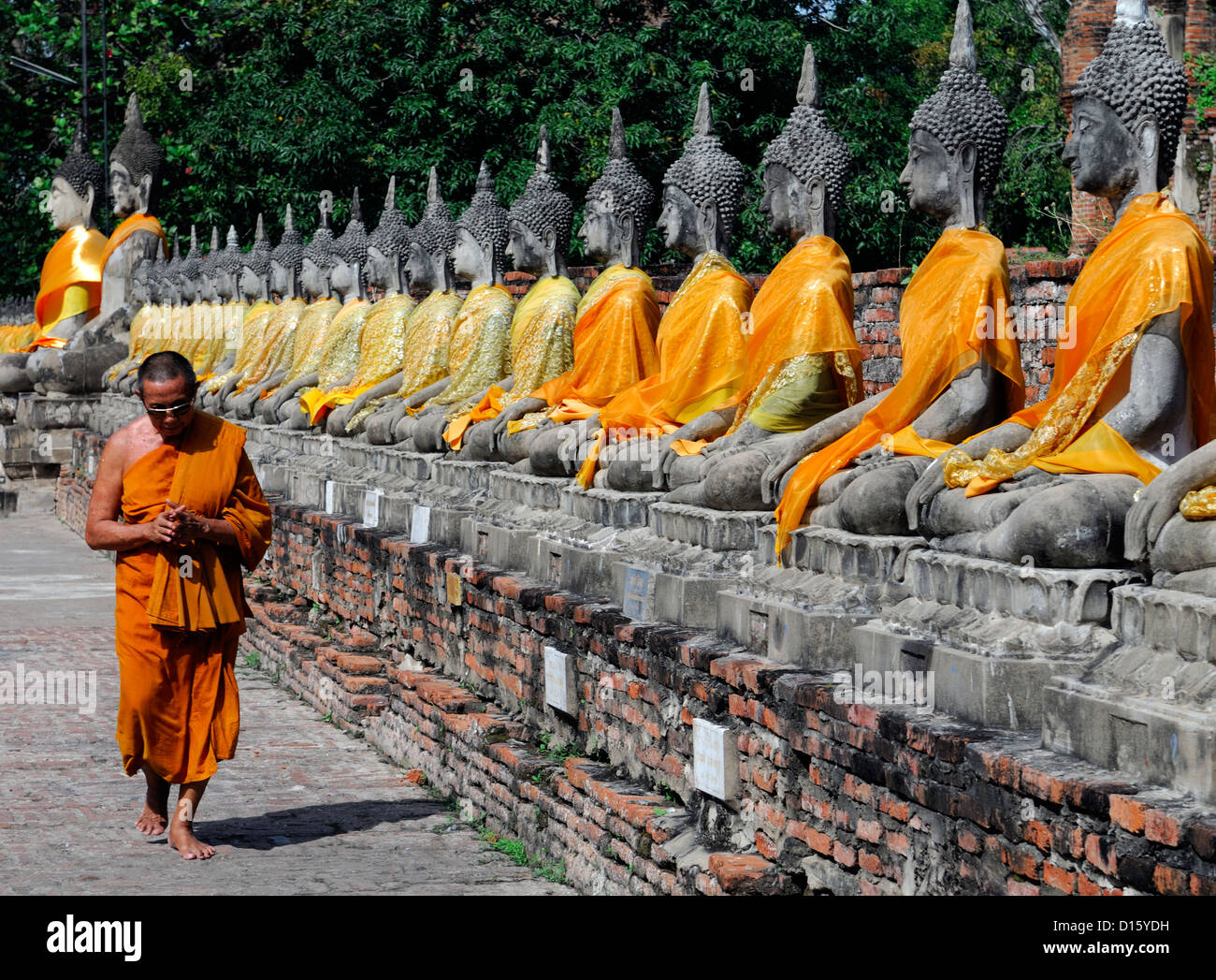 Wat Yai Chai Mongkons Ayutthaya Historical Park Thailand Stupa buddhistischen Tempel Buddhismus Schrein Statue Religion historisch Stockfoto
