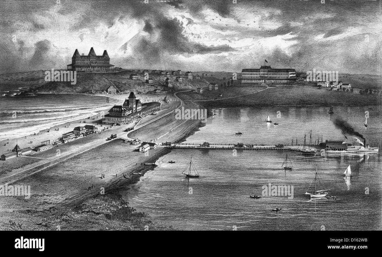 Blick auf Nantasket Beach, wir südöstlich von Sagamore Hill, ca. 1879 Stockfoto