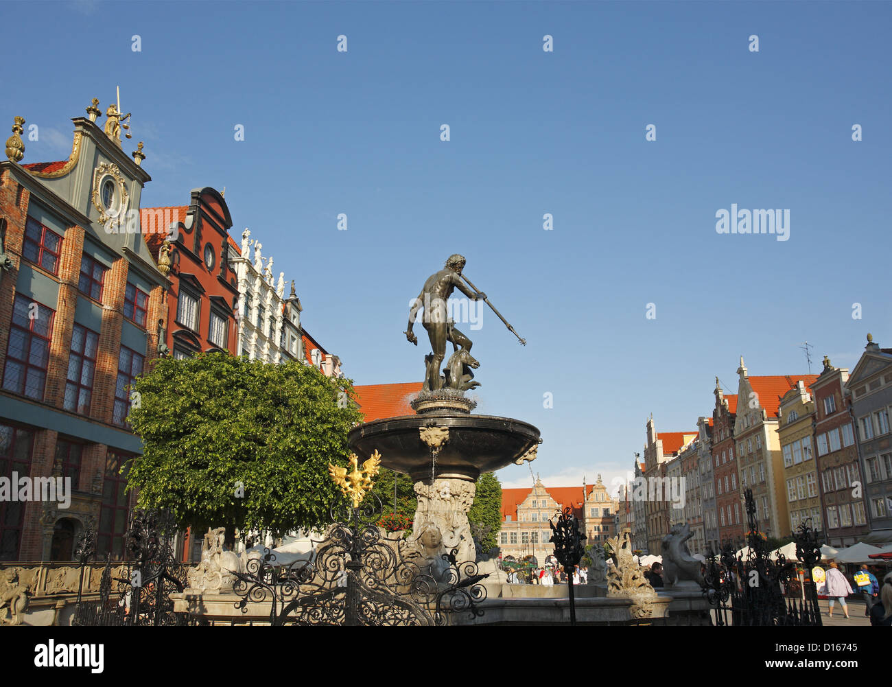 Der Neptun-Brunnen, langer Markt, Gdansk, Polen Stockfoto