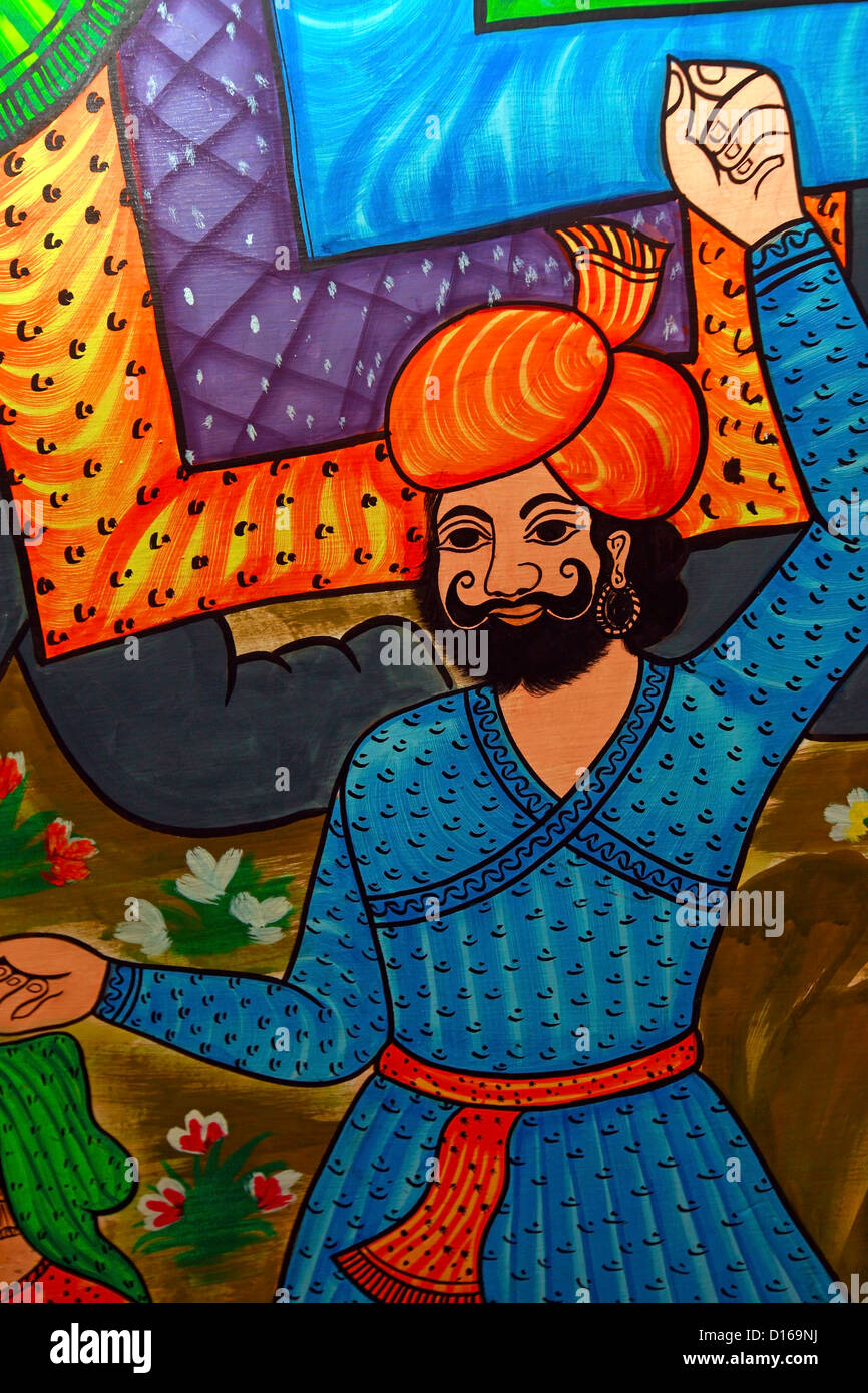 Fresken in Jaipur Rajasthan Stockfoto