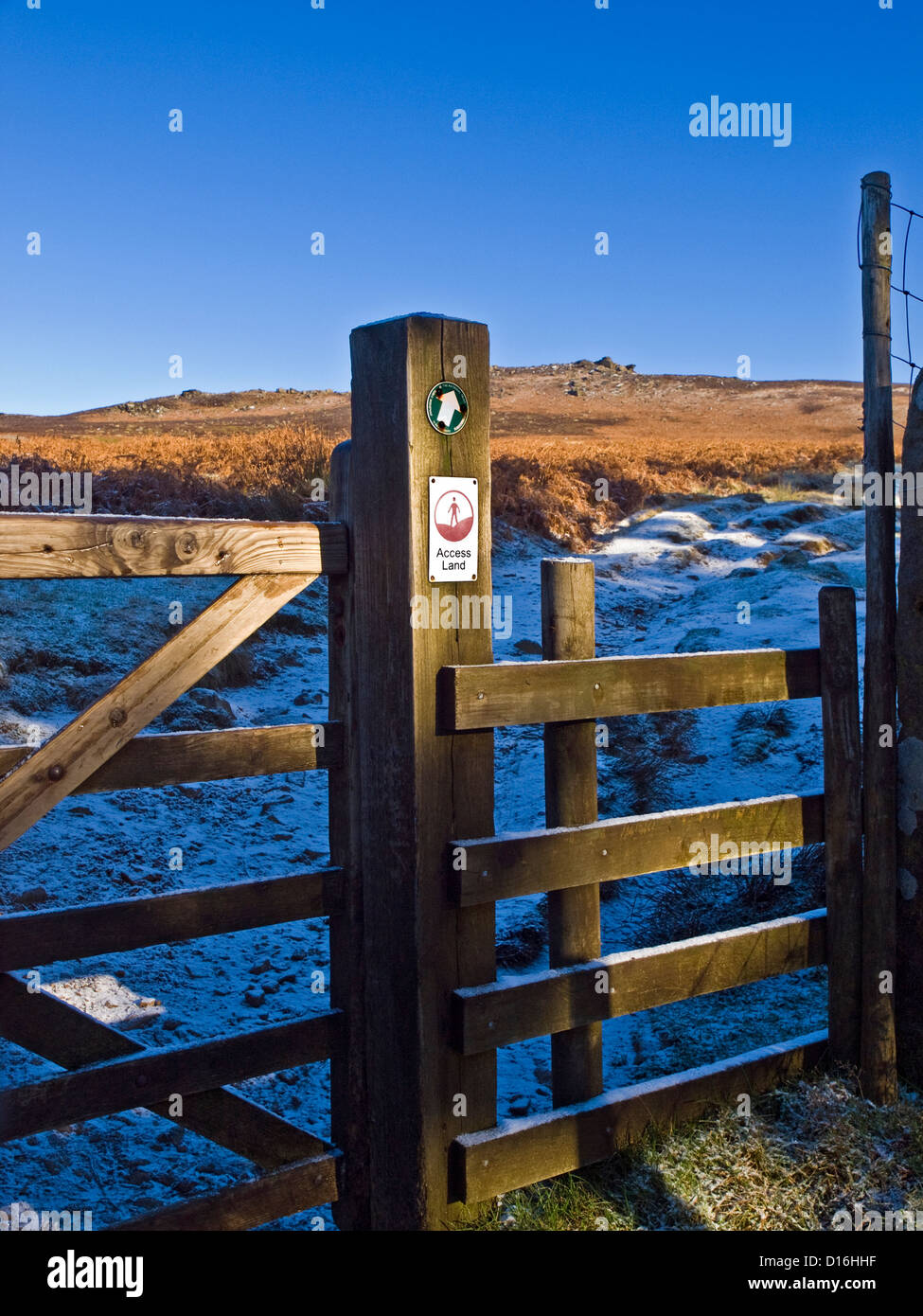 Ein Tor auf den Zugriff auf das Derwent Mauren im Peak District Stockfoto