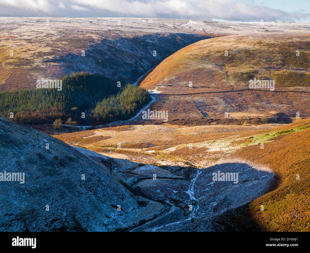 Dark Peak Moor um die obere Derwent Valley, Peak District National Park, winter Stockfoto