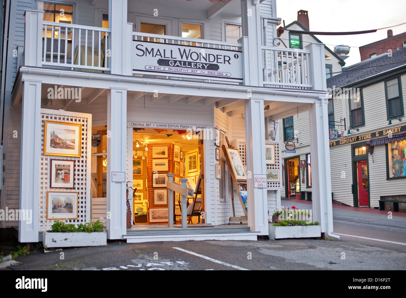 Kleine Wunder Galerie in Camden, Maine Stockfoto