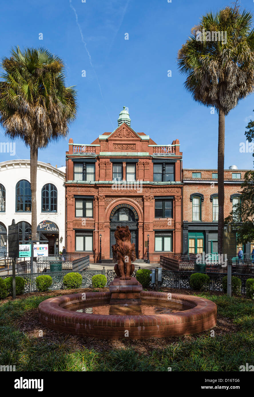 Historische Gebäude, Bay Street, Savannah, Georgia, USA Baumwollbörse Stockfoto