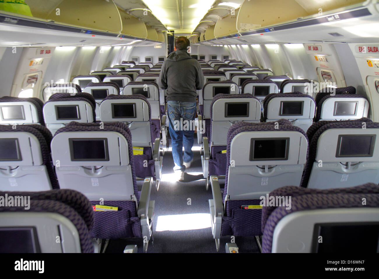 Illinois, IL Cook County, O'Hare International Airport, ORD, Inflight, Passagierkabine, United, Verkehrsflugzeug Flugzeug Flugzeug Flugzeug Flugzeug, Flugzeug, P Stockfoto