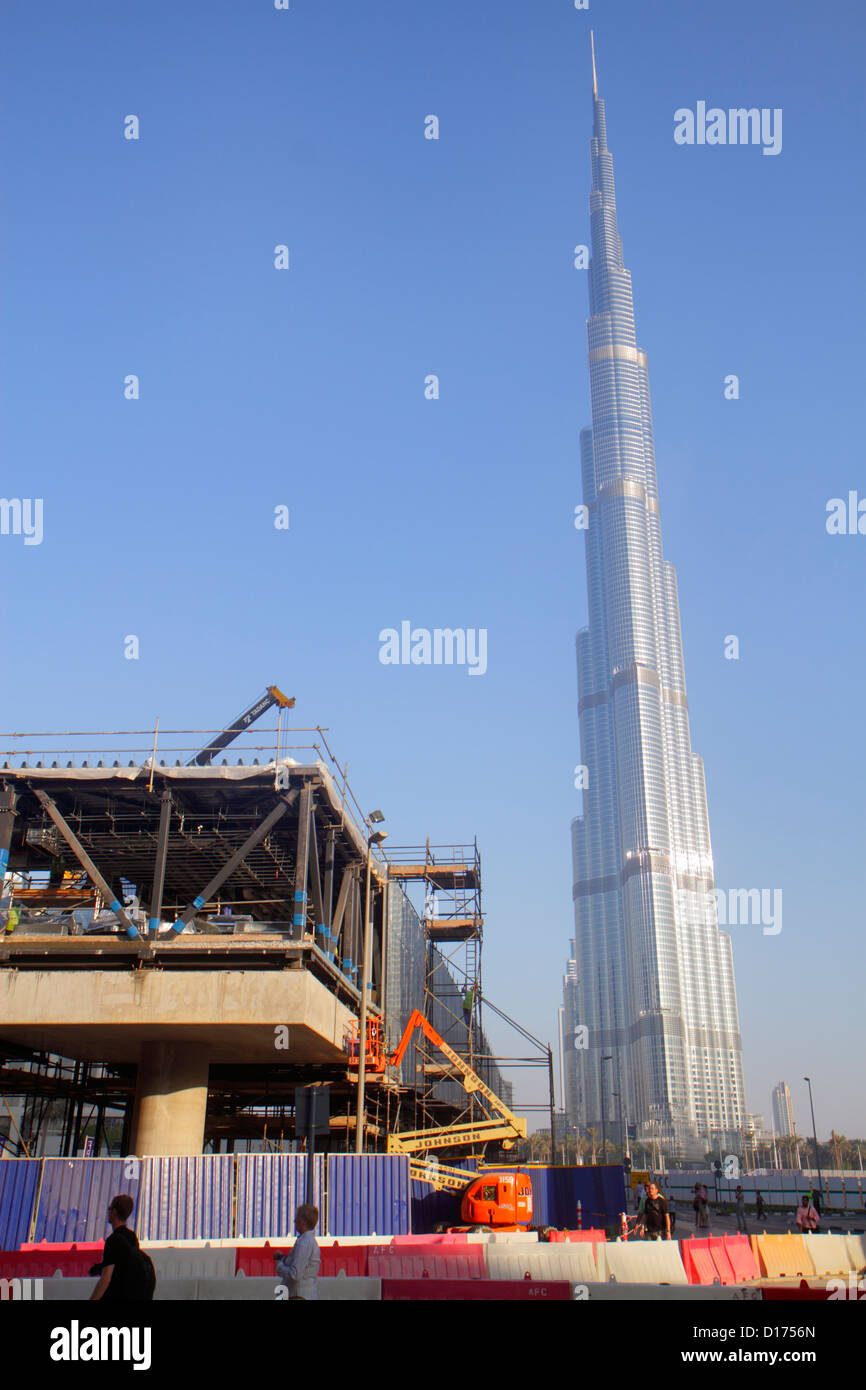 Dubai VAE,Vereinigte Arabische Emirate,Downtown Dubai,Burj Dubai,unter Neubau Baumeister,Gebäude,Burj Khalifa,das höchste Bauwerk der Welt, Stockfoto