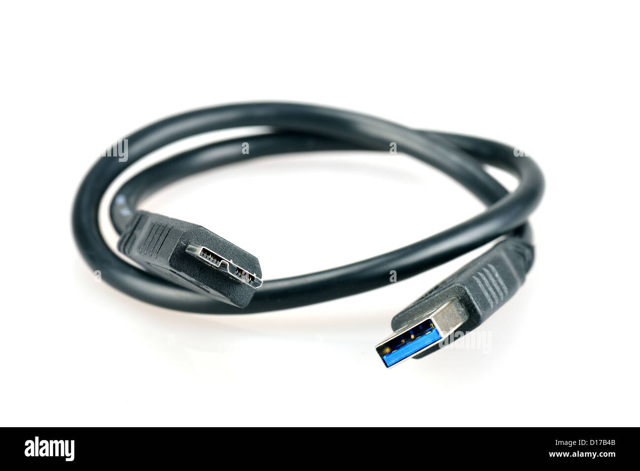 Usb 3.0 kabel mit Typ A und Micro-B-Anschluss Stockfoto