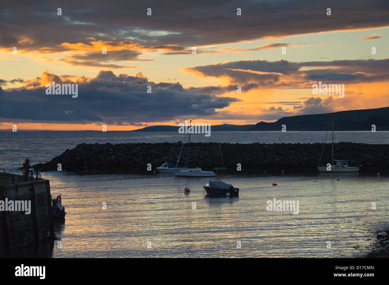 Port William Hafen, Sonnenuntergang, Machars, Luce Bay, Wigtownshire, Schottland Stockfoto