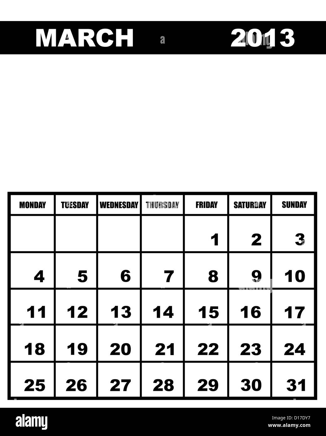 Kalender März 2013 Stockfoto