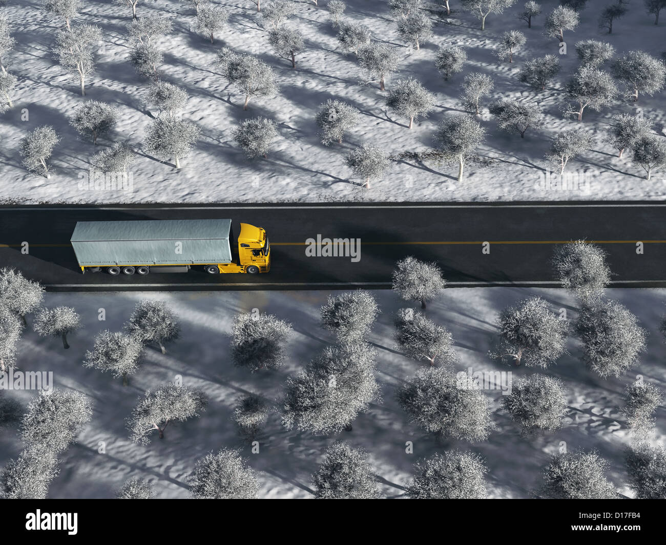 LKW auf Winterdienst Stockfoto