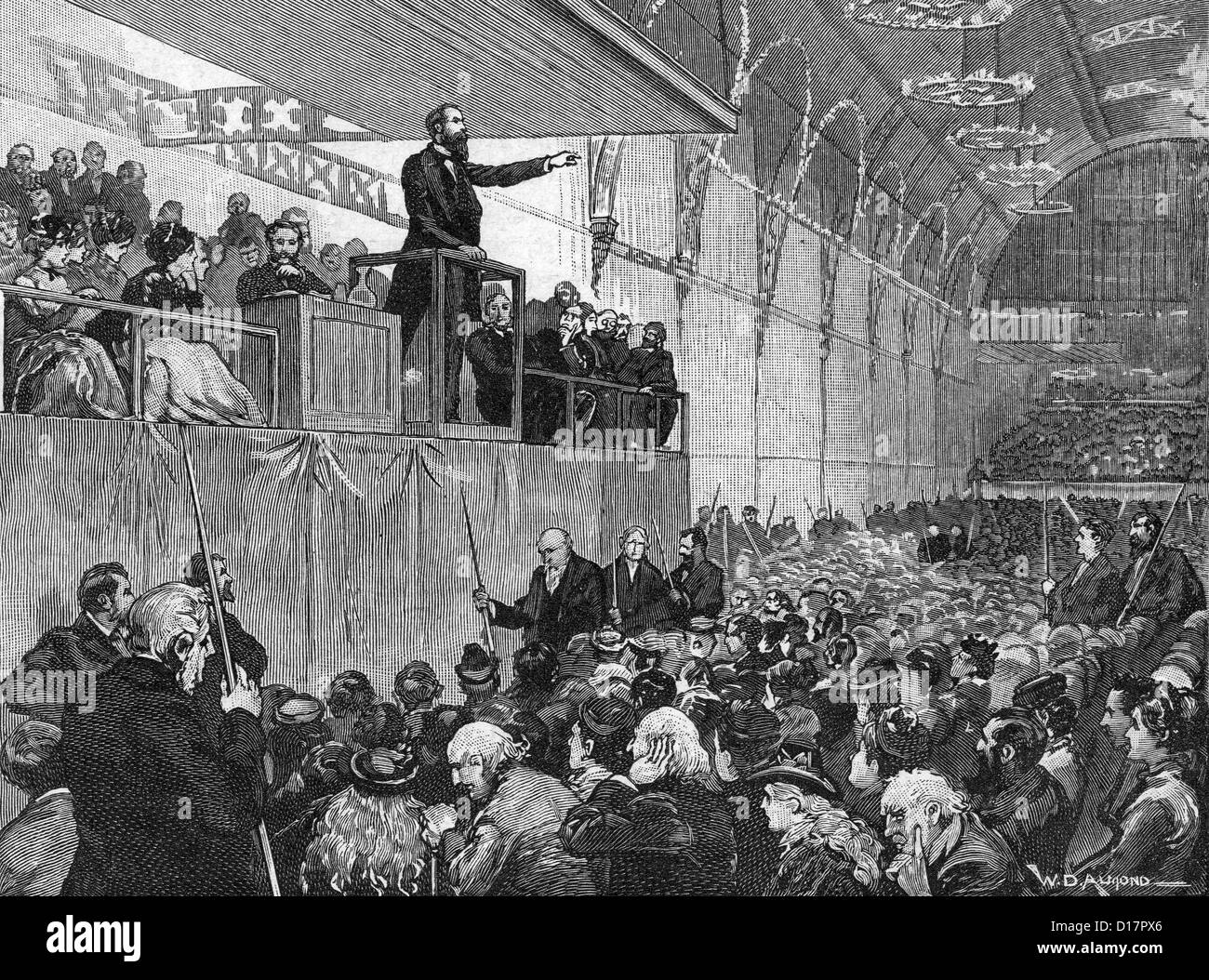 DWIGHT MOODY (1837 – 1899) mit anderen amerikanischen Revivalist Kollegen Ira Sankey anlässlich der Agricultural Hall, London, 1873 Stockfoto