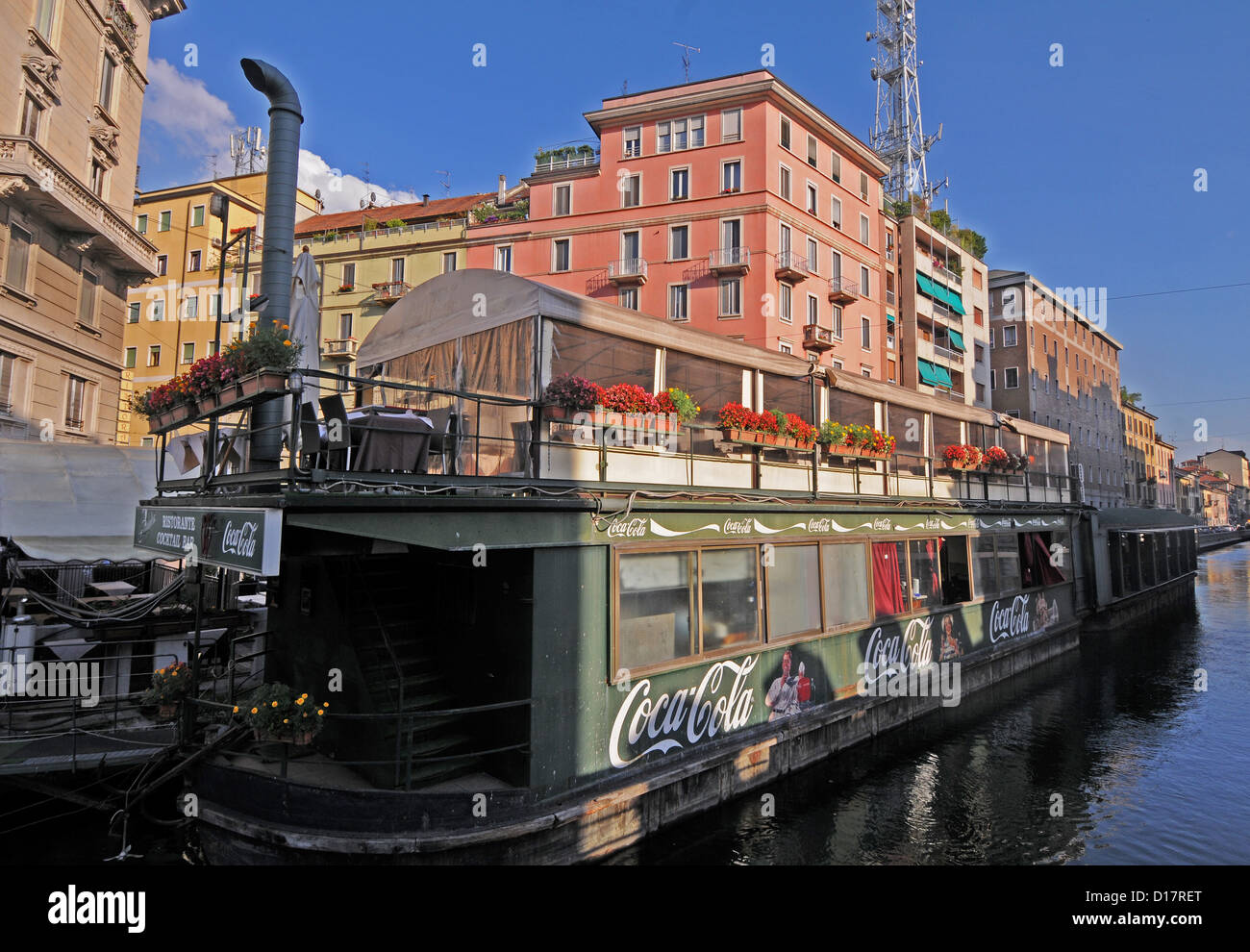 Italien, Lombardei, Milan Café entlang des Naviglio Stockfoto