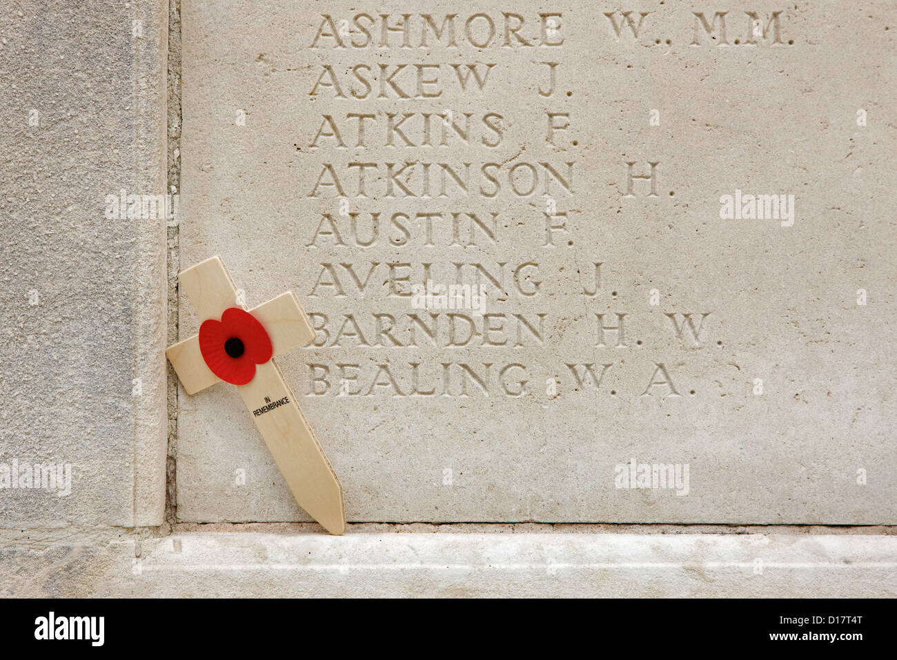 Commonwealth War Graves Kommission Tyne Kinderbett Cemetery für ersten Weltkrieg eine britische Soldaten in Passendale, Flandern, Belgien Stockfoto