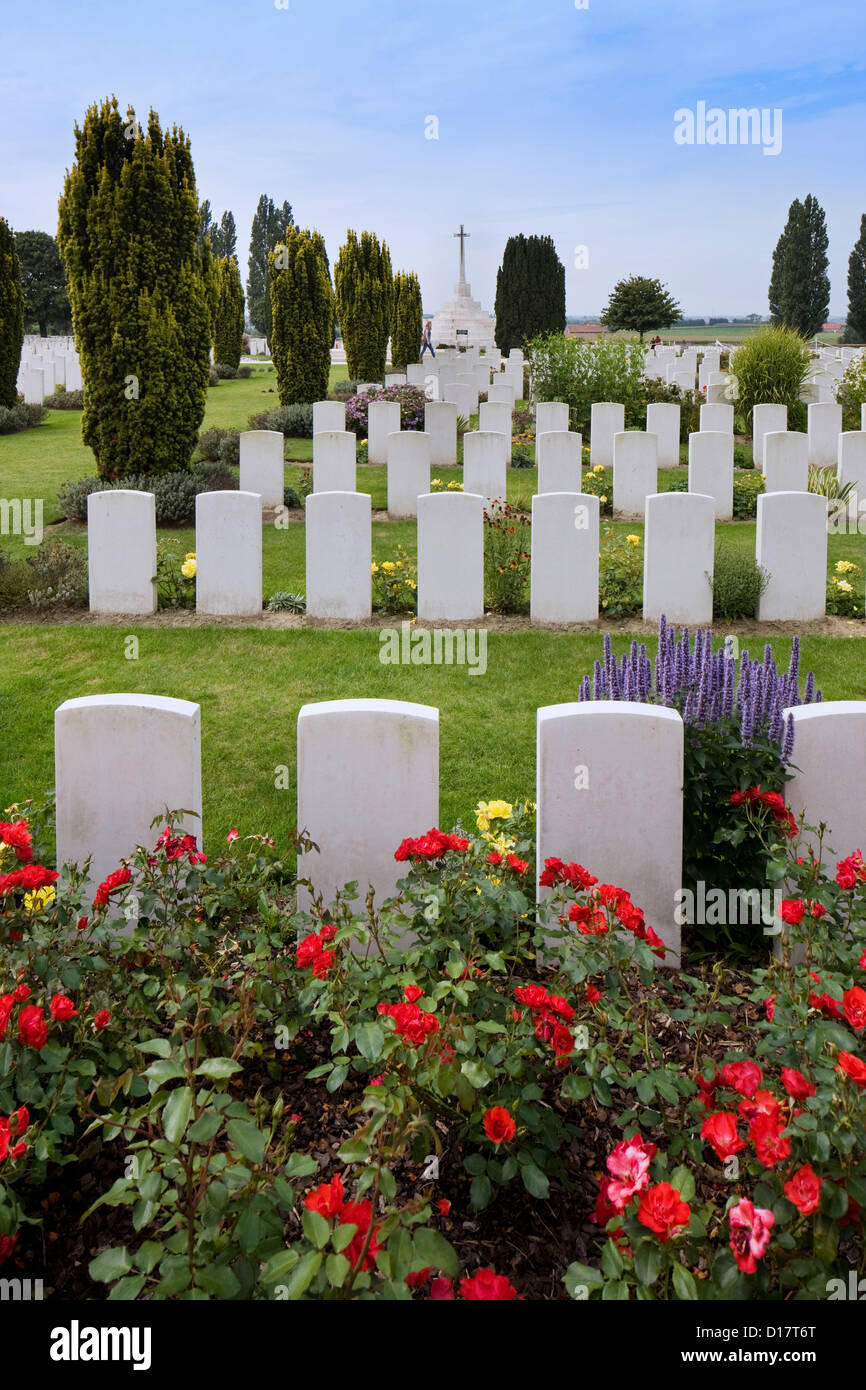 Commonwealth War Graves Kommission Tyne Kinderbett Cemetery für ersten Weltkrieg eine britische Soldaten in Passendale, Flandern, Belgien Stockfoto